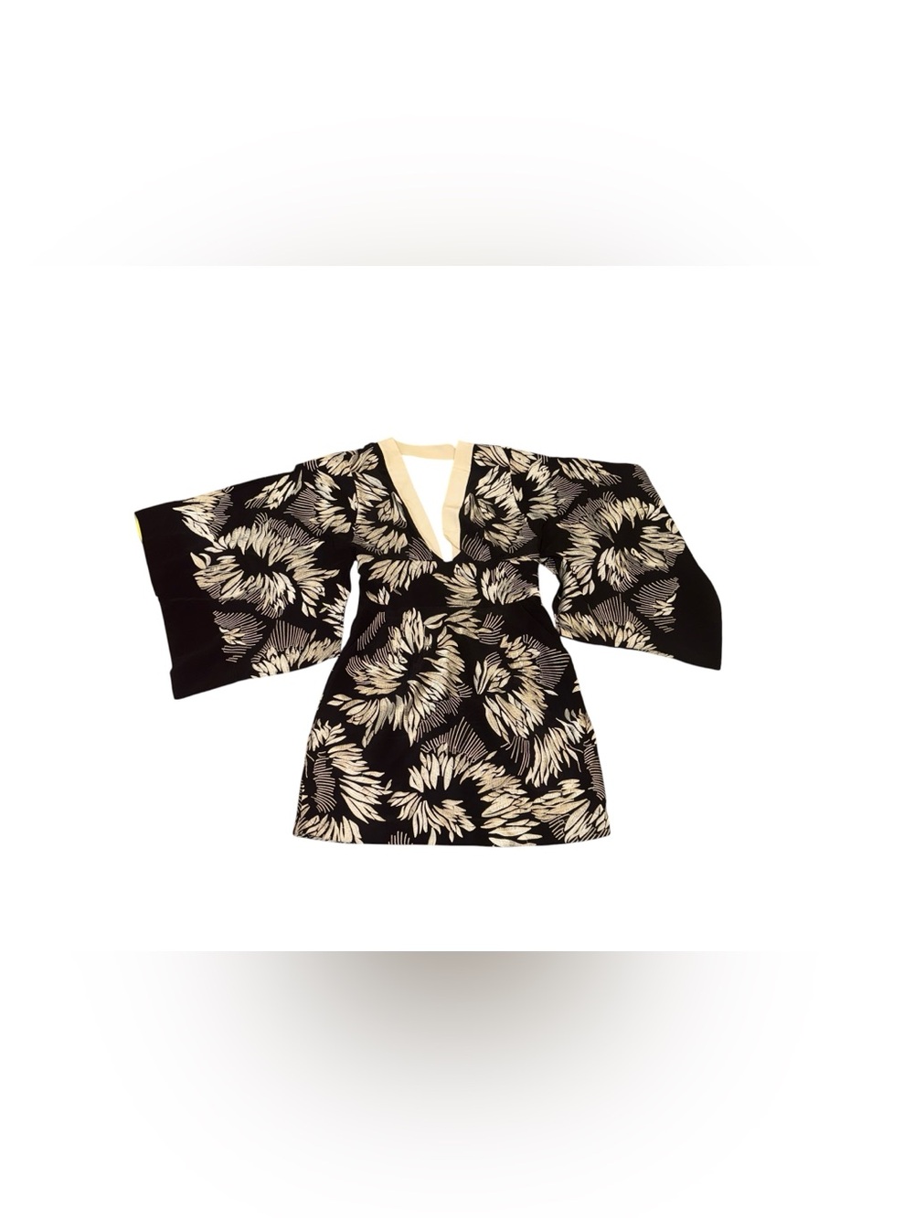 BCBG MAXAZRIA RUNAWAY floral Ava kimono SILK black & white mini dress SZ 6